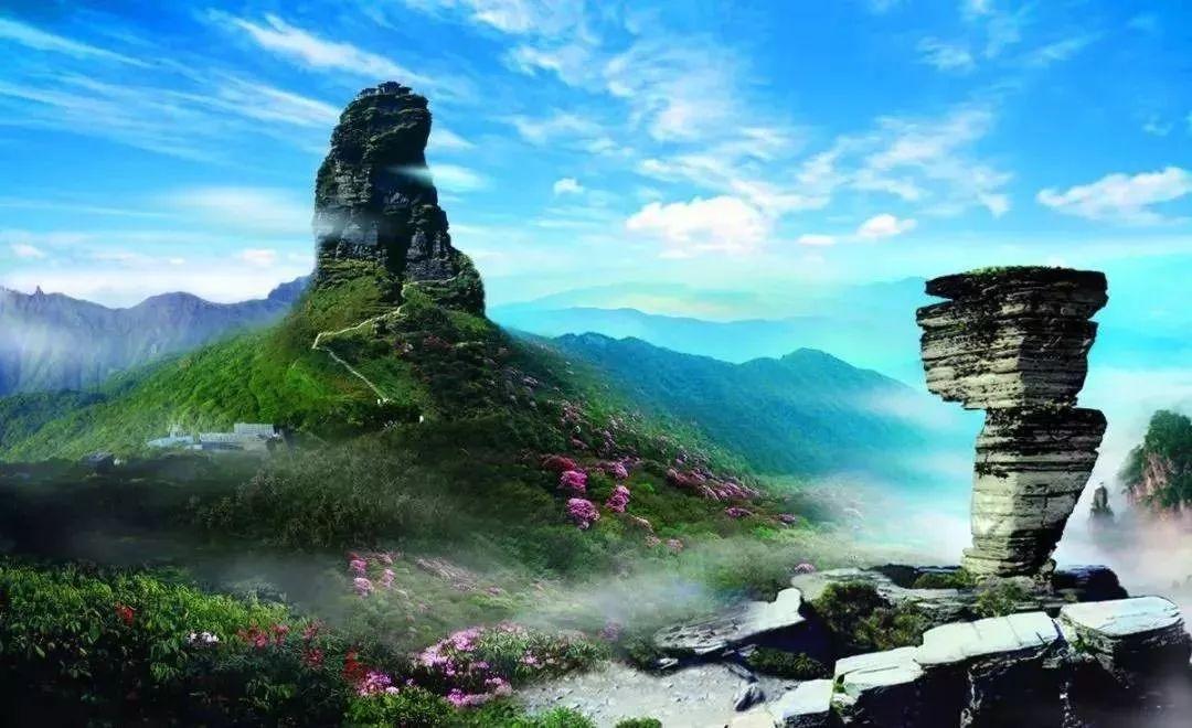 舞台上的贵州,山清水秀梯田风光映衬演员远眺